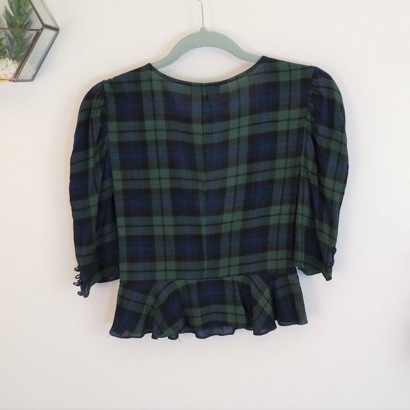 NWT Majorelle Green Plaid Blouse XS - Picture 3 of 3